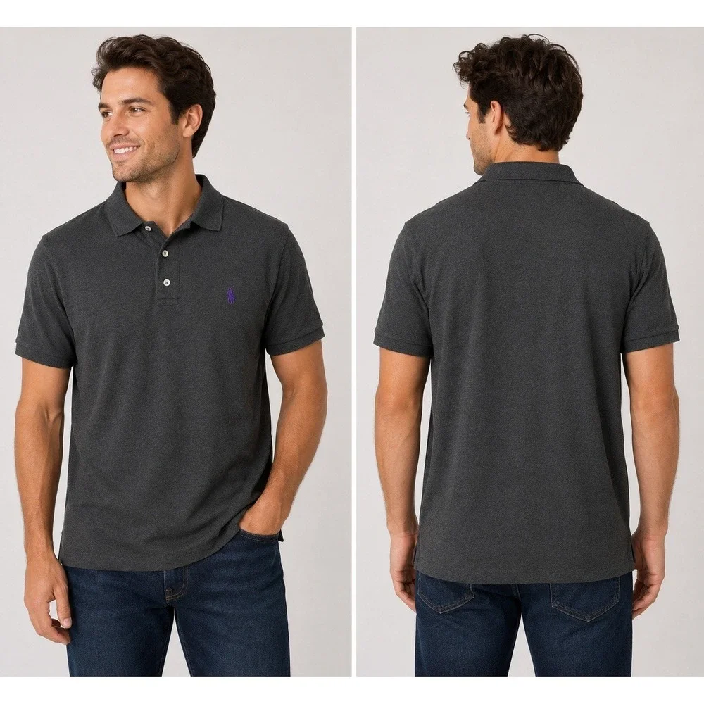 Polo‎ Ralph Lauren Men Gray Polo Shirt XL Short Sleeve Classic Fit Cotton Preppy